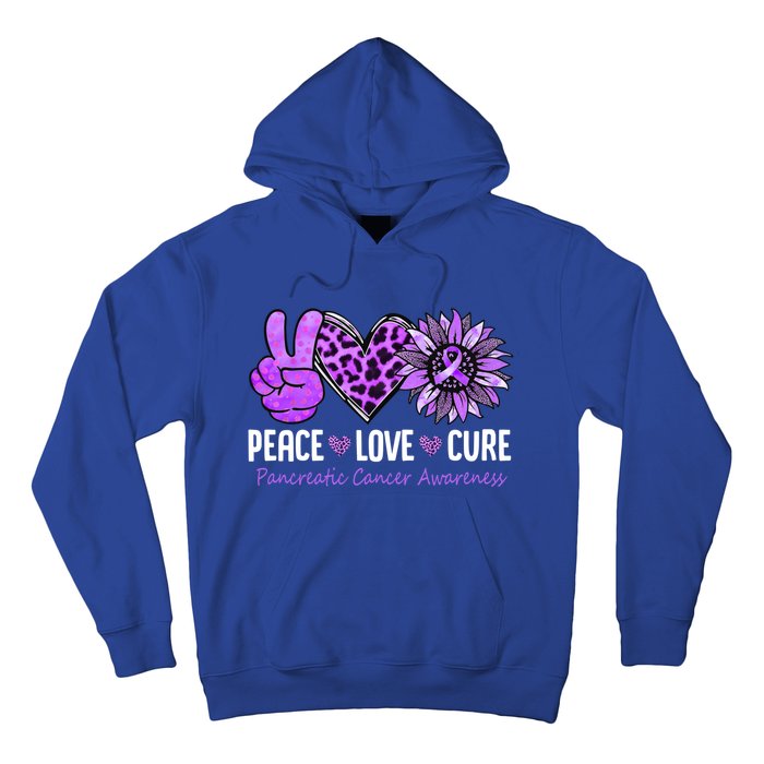 Peace Love Cure Pancreatic Cancer Awareness Purple Sunflower Cute Gift Hoodie