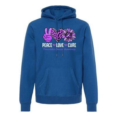 Peace Love Cure Pancreatic Cancer Awareness Purple Sunflower Cute Gift Premium Hoodie