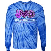 Peace Love Cure Pancreatic Cancer Awareness Purple Sunflower Cute Gift Tie-Dye Long Sleeve Shirt