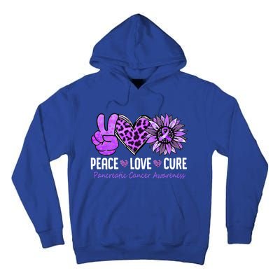 Peace Love Cure Pancreatic Cancer Awareness Purple Sunflower Cute Gift Tall Hoodie