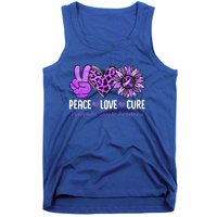 Peace Love Cure Pancreatic Cancer Awareness Purple Sunflower Cute Gift Tank Top