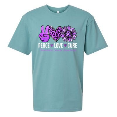 Peace Love Cure Pancreatic Cancer Awareness Purple Sunflower Cute Gift Sueded Cloud Jersey T-Shirt