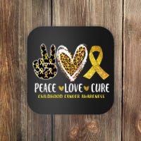 Peace Love Cure Childhood Cancer Awareness Leopart Heart Coaster