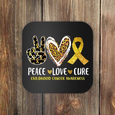 Peace Love Cure Childhood Cancer Awareness Leopart Heart Coaster