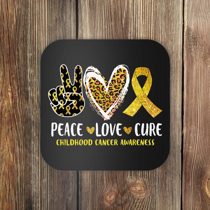 Peace Love Cure Childhood Cancer Awareness Leopart Heart Coaster