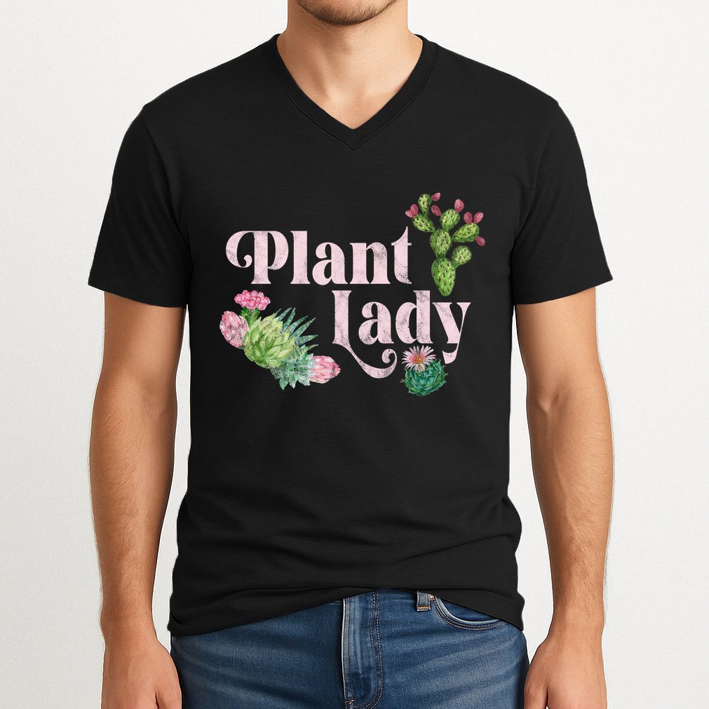 Plant Lady Cute Floral V-Neck T-Shirt