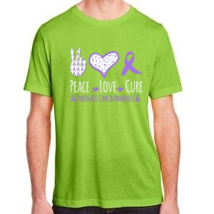 Peace Love Cure Pancreatic Cancer Awareness Ribbon Pink Gift Adult ChromaSoft Performance T-Shirt