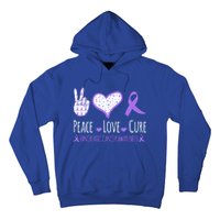 Peace Love Cure Pancreatic Cancer Awareness Ribbon Pink Gift Hoodie