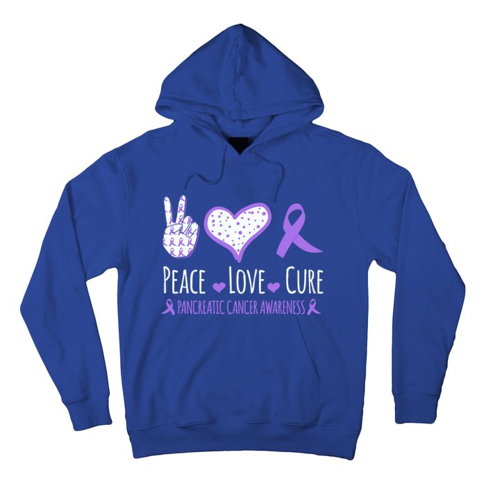 Peace Love Cure Pancreatic Cancer Awareness Ribbon Pink Gift Hoodie