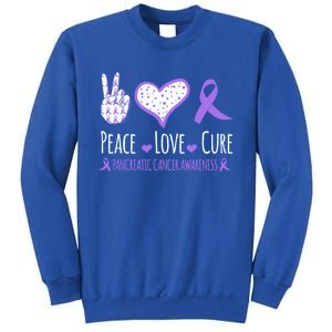 Peace Love Cure Pancreatic Cancer Awareness Ribbon Pink Gift Sweatshirt