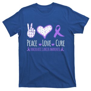 Peace Love Cure Pancreatic Cancer Awareness Ribbon Pink Gift T-Shirt