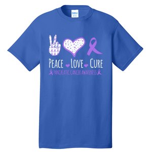 Peace Love Cure Pancreatic Cancer Awareness Ribbon Pink Gift Tall T-Shirt