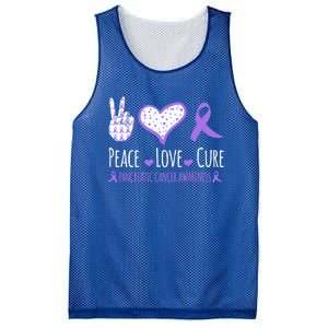 Peace Love Cure Pancreatic Cancer Awareness Ribbon Pink Gift Mesh Reversible Basketball Jersey Tank