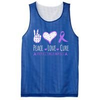 Peace Love Cure Pancreatic Cancer Awareness Ribbon Pink Gift Mesh Reversible Basketball Jersey Tank