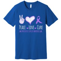 Peace Love Cure Pancreatic Cancer Awareness Ribbon Pink Gift Premium T-Shirt