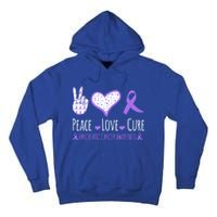 Peace Love Cure Pancreatic Cancer Awareness Ribbon Pink Gift Tall Hoodie