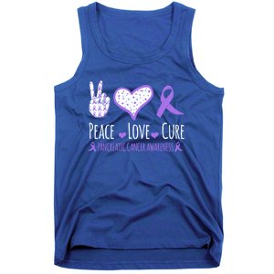 Peace Love Cure Pancreatic Cancer Awareness Ribbon Pink Gift Tank Top