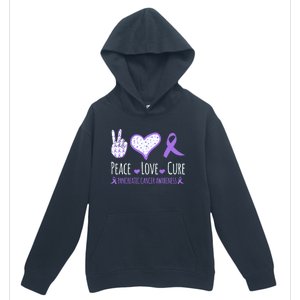 Peace Love Cure Pancreatic Cancer Awareness Ribbon Pink Gift Urban Pullover Hoodie