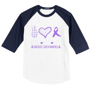 Peace Love Cure Pancreatic Cancer Awareness Ribbon Pink Gift Baseball Sleeve Shirt