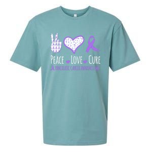 Peace Love Cure Pancreatic Cancer Awareness Ribbon Pink Gift Sueded Cloud Jersey T-Shirt