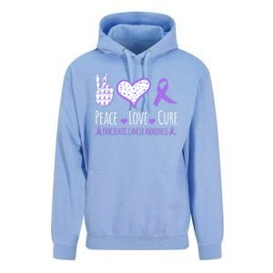 Peace Love Cure Pancreatic Cancer Awareness Ribbon Pink Gift Unisex Surf Hoodie