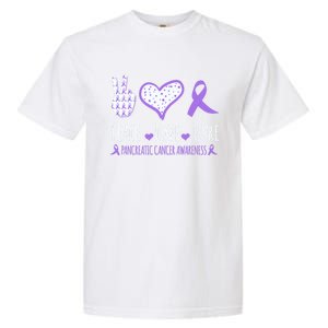 Peace Love Cure Pancreatic Cancer Awareness Ribbon Pink Gift Garment-Dyed Heavyweight T-Shirt