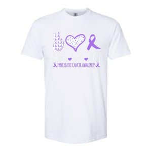 Peace Love Cure Pancreatic Cancer Awareness Ribbon Pink Gift Softstyle CVC T-Shirt