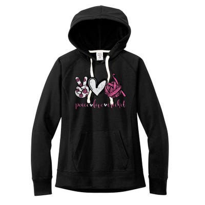 Peace Love Crochet Funny Crocheting Lover Present Women's Fleece Hoodie