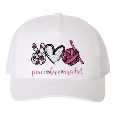 Peace Love Crochet Funny Crocheting Lover Present Yupoong Adult 5-Panel Trucker Hat