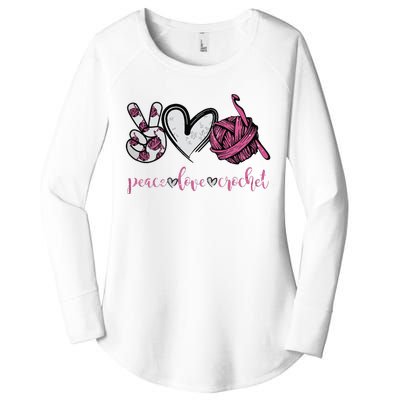 Peace Love Crochet Funny Crocheting Lover Present Women's Perfect Tri Tunic Long Sleeve Shirt