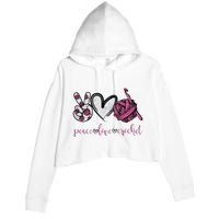 Peace Love Crochet Funny Crocheting Lover Present Crop Fleece Hoodie