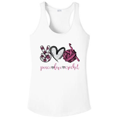 Peace Love Crochet Funny Crocheting Lover Present Ladies PosiCharge Competitor Racerback Tank