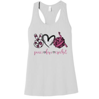 Peace Love Crochet Funny Crocheting Lover Present Women's Racerback Tank