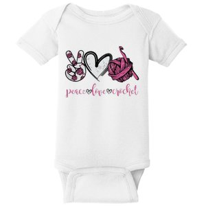 Peace Love Crochet Funny Crocheting Lover Present Baby Bodysuit