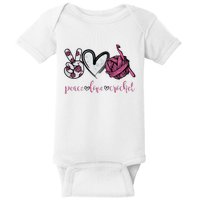 Peace Love Crochet Funny Crocheting Lover Present Baby Bodysuit