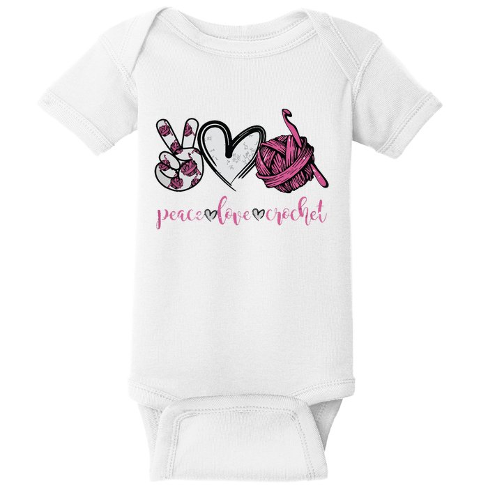 Peace Love Crochet Funny Crocheting Lover Present Baby Bodysuit