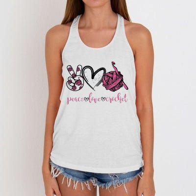 Peace Love Crochet Funny Crocheting Lover Present Women's Knotted Racerback Tank