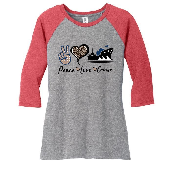 Peace Love Cruise Women's Tri-Blend 3/4-Sleeve Raglan Shirt