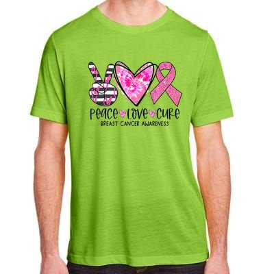 Peace Love Cure Breast Cancer Awareness Pink Ribbon Tie Dye Adult ChromaSoft Performance T-Shirt