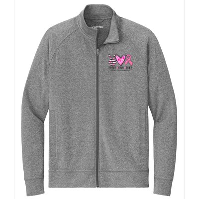 Peace Love Cure Breast Cancer Awareness Pink Ribbon Tie Dye Stretch Full-Zip Cadet Jacket