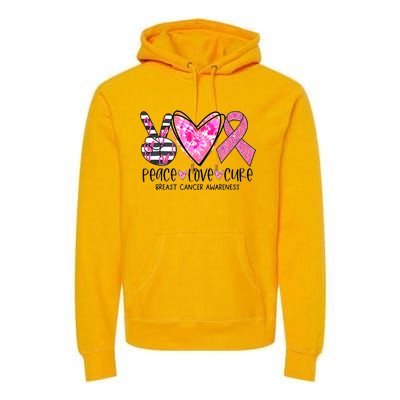 Peace Love Cure Breast Cancer Awareness Pink Ribbon Tie Dye Premium Hoodie