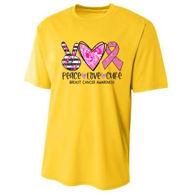 Peace Love Cure Breast Cancer Awareness Pink Ribbon Tie Dye Performance Sprint T-Shirt