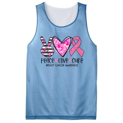 Peace Love Cure Breast Cancer Awareness Pink Ribbon Tie Dye Mesh Reversible Basketball Jersey Tank