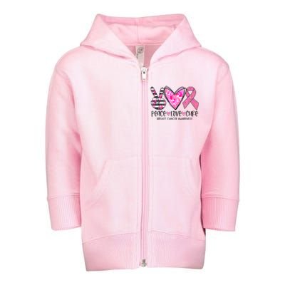 Peace Love Cure Breast Cancer Awareness Pink Ribbon Tie Dye Toddler Zip Fleece Hoodie