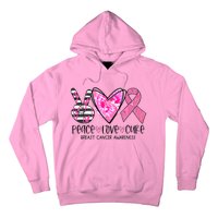 Peace Love Cure Breast Cancer Awareness Pink Ribbon Tie Dye Hoodie