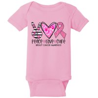 Peace Love Cure Breast Cancer Awareness Pink Ribbon Tie Dye Baby Bodysuit