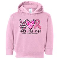 Peace Love Cure Breast Cancer Awareness Pink Ribbon Tie Dye Toddler Hoodie