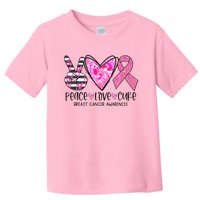 Peace Love Cure Breast Cancer Awareness Pink Ribbon Tie Dye Toddler T-Shirt