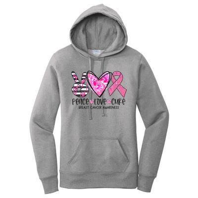 Peace Love Cure Breast Cancer Awareness Pink Ribbon Tie Dye Women's Pullover Hoodie