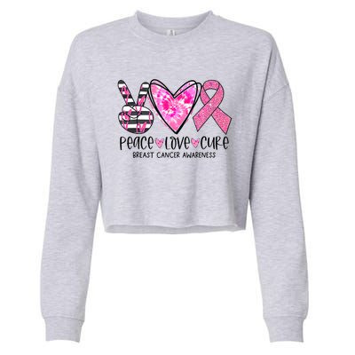 Peace Love Cure Breast Cancer Awareness Pink Ribbon Tie Dye Cropped Pullover Crew